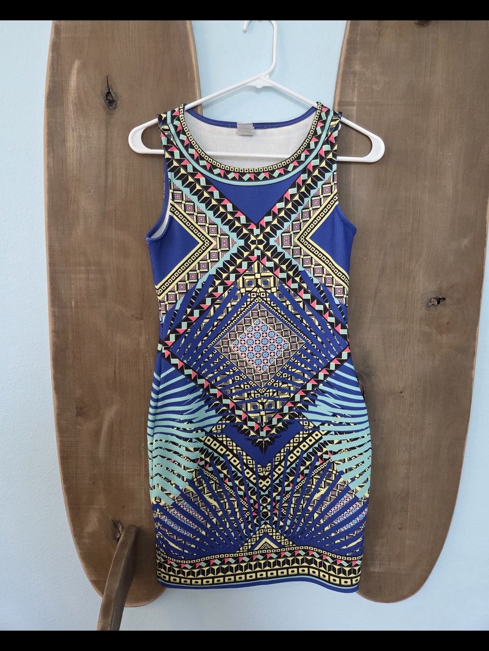 Swell Blue Geometric Print Mini Dress